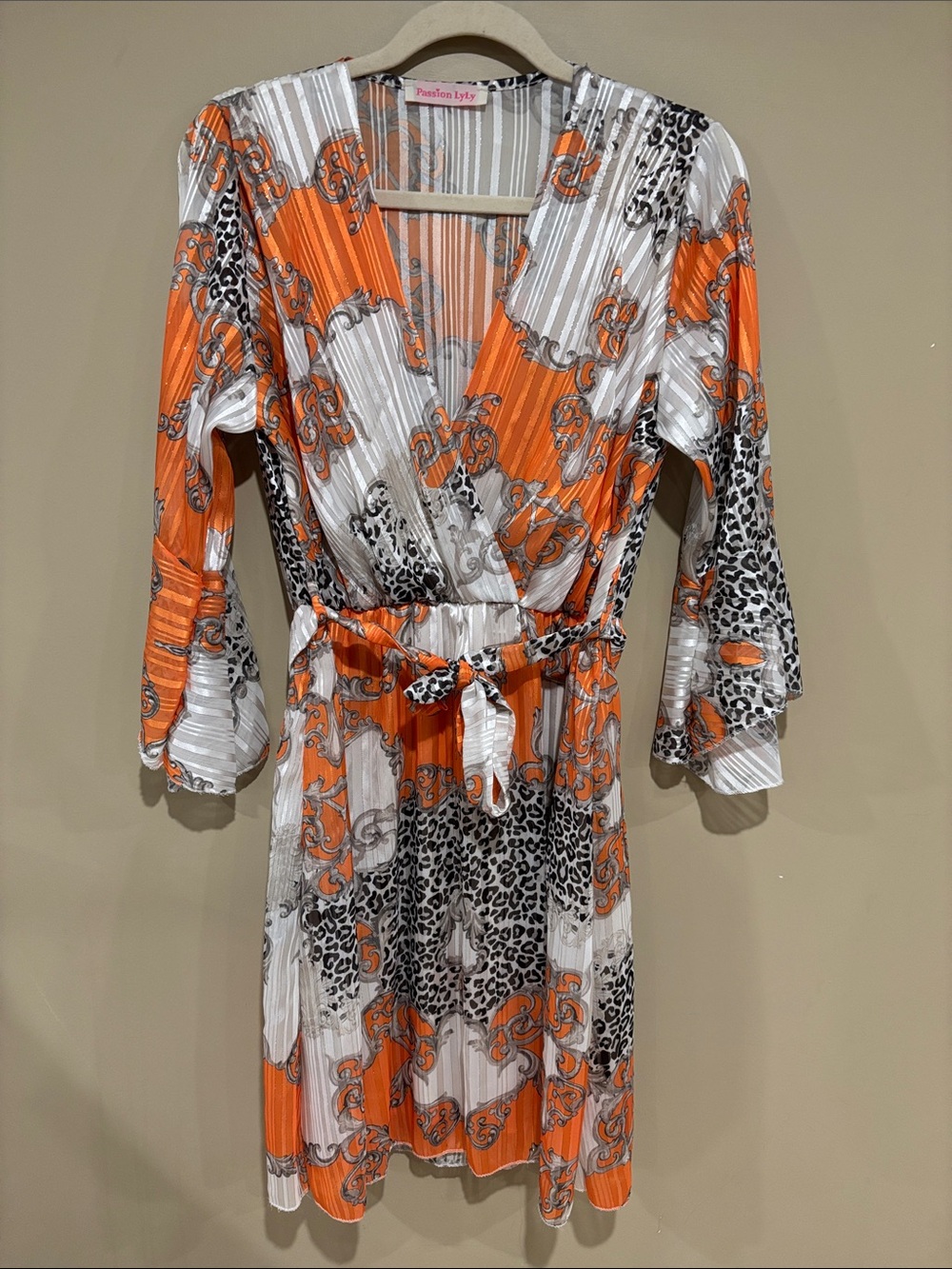 Wrap style bell sleeve boho dress